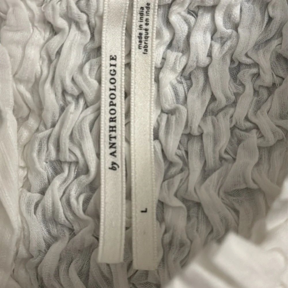 🖤 Anthropologie Puff-Sleeve Babydoll Top – Ivory | Size L